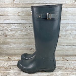 HUNTER Grey Dark Green Glossy Tall Boots